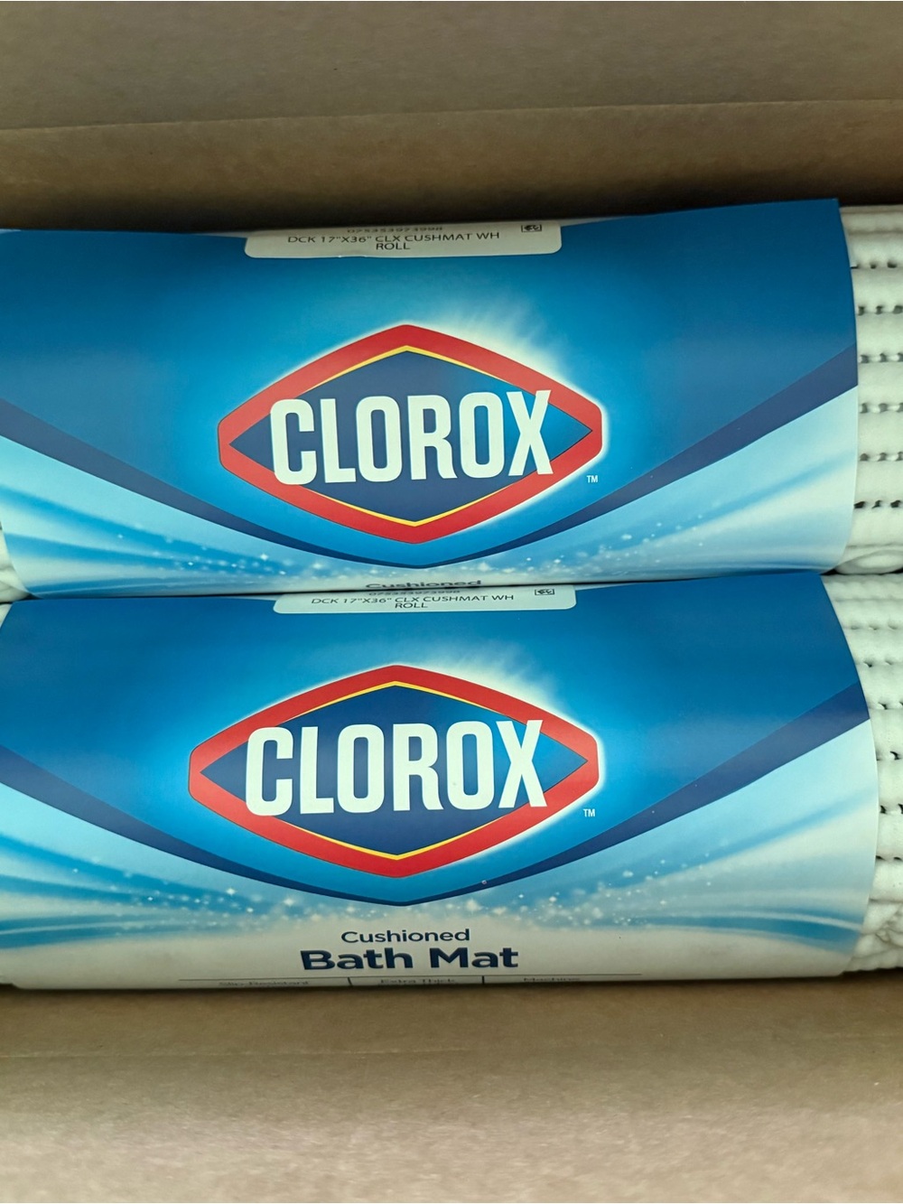 Clorox White Cushioned Bath Mat with Blue Branded Packaging